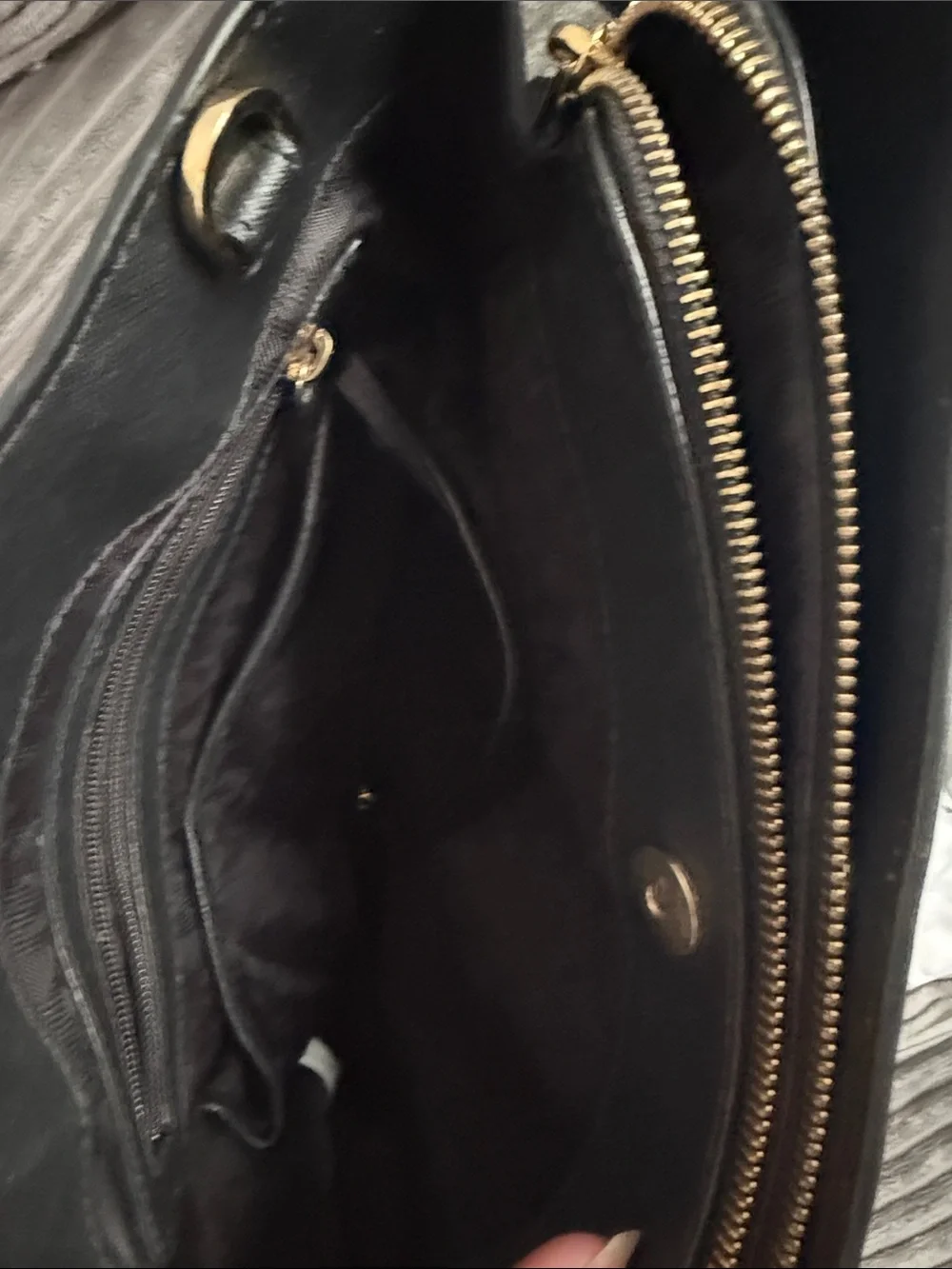 Michael Kors Black Leather Satchel with Gold-Tone Accents